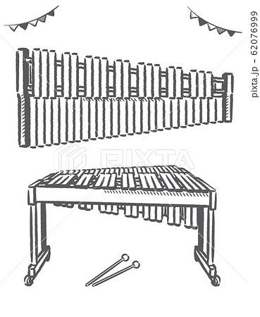 楽器 打楽器 木琴 鍵盤のイラスト素材