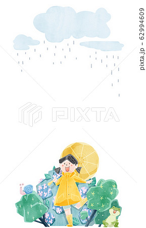 人物 女の子 梅雨 雨のイラスト素材