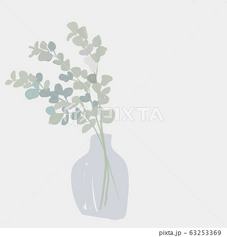 ユーカリ 花瓶 ボトル 観葉植物のイラスト素材