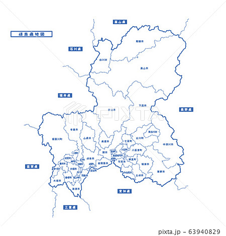 岐阜 岐阜県 地図 白地図のイラスト素材