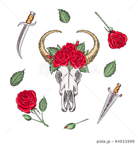 タトゥー 花柄の写真素材