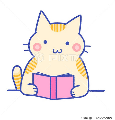 猫 読書 本 読むのイラスト素材