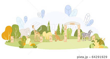 動物 動物園 イラスト 柵のイラスト素材