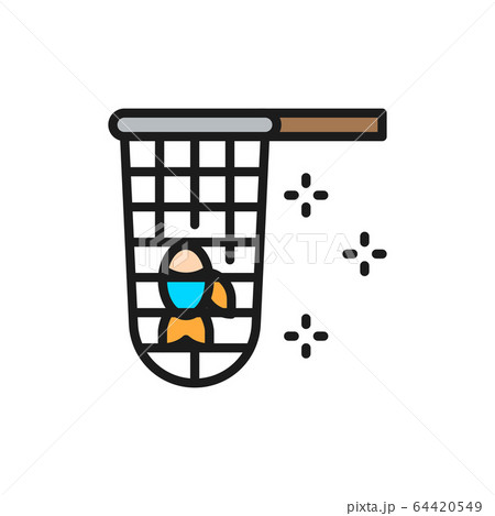 Fishing net icon in silhouette flat style isolated