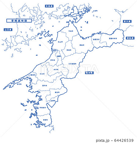 愛媛県地図のイラスト素材