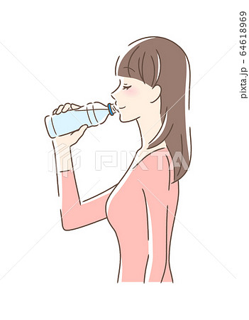 飲む 水 女性 オシャレのイラスト素材