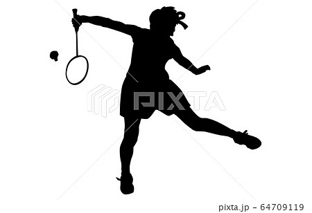 バドミントン シャトルコック ラケット シルエットのイラスト素材