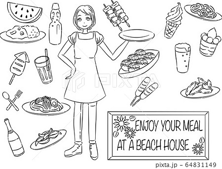 海水浴場 ビーチ 海 手書きのイラスト素材 海水浴場 ビーチ 海 手書きのイラスト素材