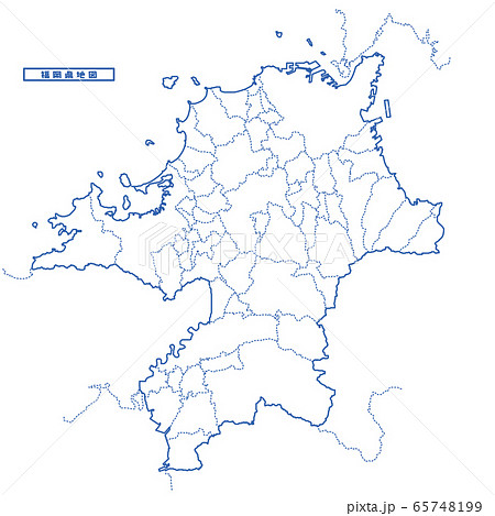 福岡 福岡県 地図 白地図のイラスト素材