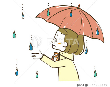 女性 雨 傘 憂鬱のイラスト素材