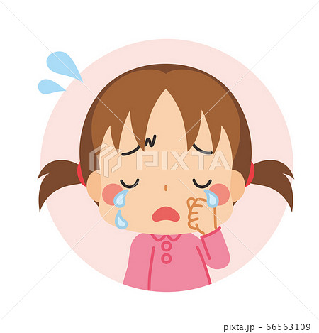 悲しい 女の子 子供 泣くのイラスト素材