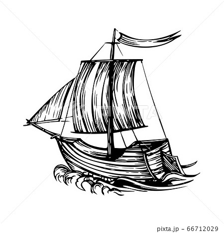 帆船 シルエット 海 船のイラスト素材