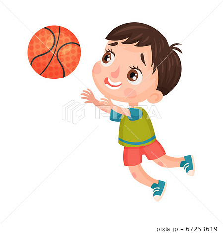 ベクター バスケ 子供 男の子のイラスト素材