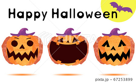ハロウィン セット かわいい かぼちゃのイラスト素材