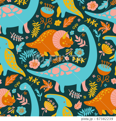 恐竜 かわいらしい 可愛らしい 壁紙のイラスト素材