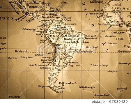 地図 マップ 南米 古地図の写真素材