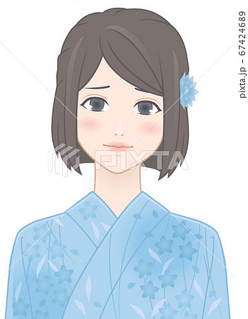 浴衣 女性 代 綺麗のイラスト素材