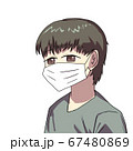 ウイルス予防で黒いマスクを付けている若い男の子のイラスト素材