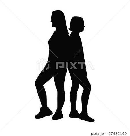 背中合わせのイラスト素材