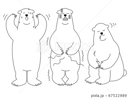 しろくまのシンプル線画イラスト素材セットのイラスト素材