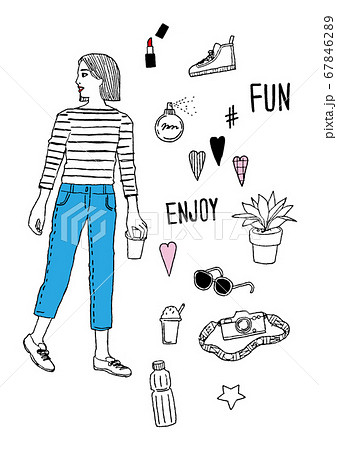 インスタ女子のイラスト素材