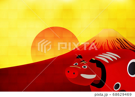 丑　富士山　年賀状　背景