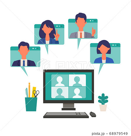 Zoom会議のイラスト素材