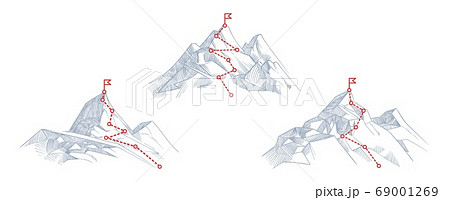 登山ルートのイラスト素材