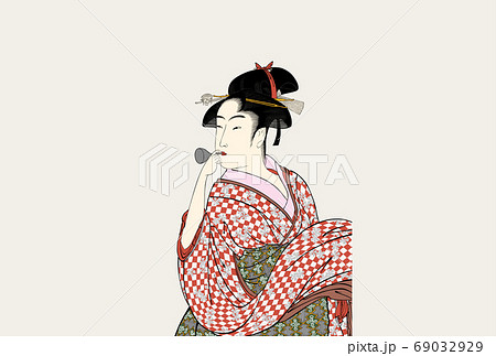ポッピンを吹く女のイラスト素材 - PIXTA