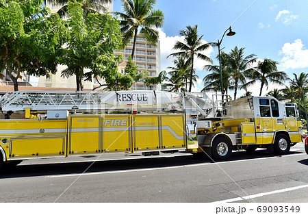 ホノルルの消防車の写真素材