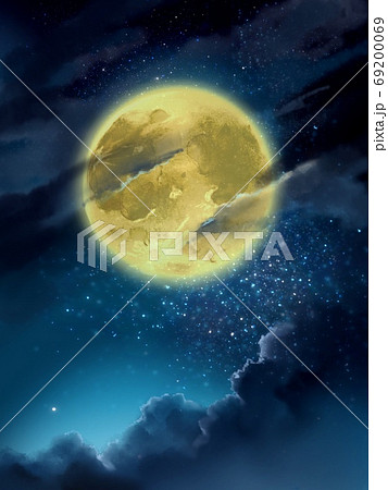 夜空 星 流れ星 月のイラスト素材