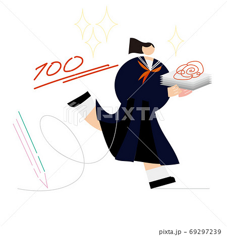 女子高生 冬 冬服 高校生のイラスト素材
