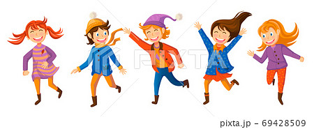キッズ 子供 女の子 ダンスのイラスト素材