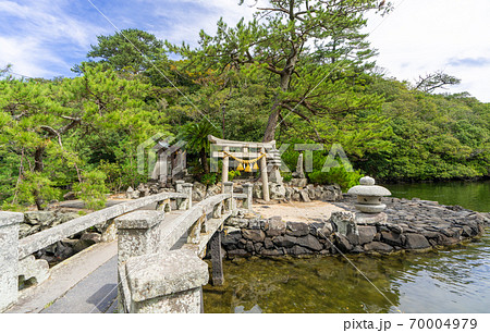 明神池 汽水湖 萩明神池 観光の写真素材