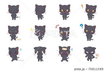 猫 黒猫 キャラクター 表情のイラスト素材