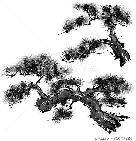 梅 水墨画 絵 墨絵のイラスト素材