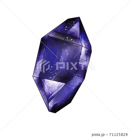 濃い青紫色の鉱物 鉱石 水彩風のイラスト素材