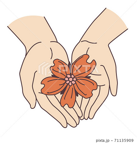 花 手 手のひら 花びらのイラスト素材