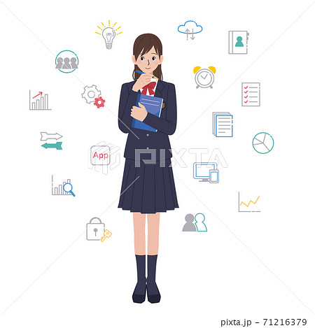 中学生 高校生 勉強 ベクターのイラスト素材