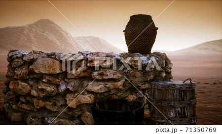 水 井戸 砂漠 モロッコの写真素材