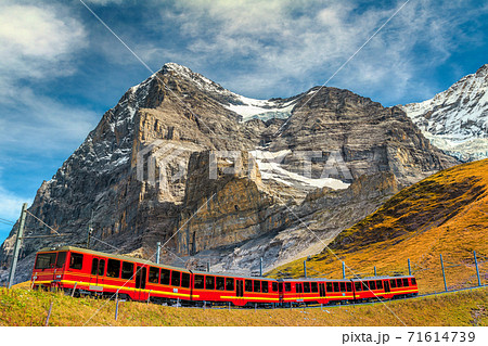 Electric Tourist Train and Eiger North Face,Bernese Oberland