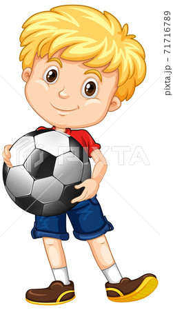 キャラクター サッカーボール かわいい 笑顔のイラスト素材