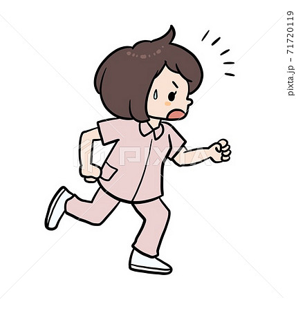 走る 看護師 人物 女性の写真素材