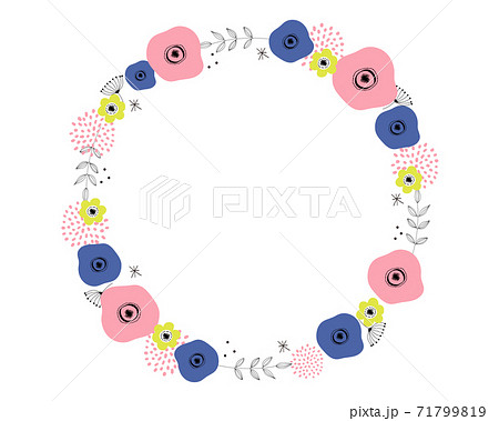 フレーム 花 植物 リースのイラスト素材