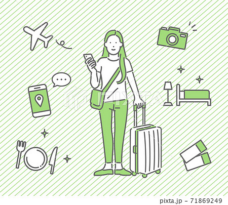 女性 旅行 オシャレ かわいいのイラスト素材