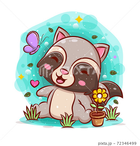 フラワー 美しい 綺麗 動物 イラスト 自然のイラスト素材