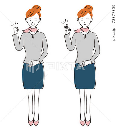 全身 キャビンアテンダント 女性 人物のイラスト素材