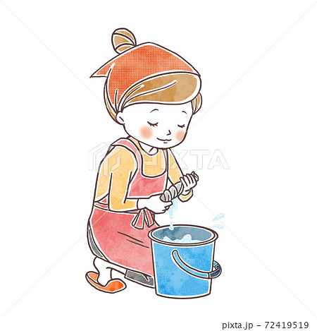 雑巾絞り 年末の写真素材