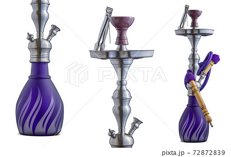 Hookah Head, Clay Bowl and Pipe, Smoking Object in Smoke and Blue