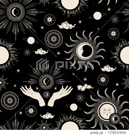 月 ベクトル レトロ 太陽のイラスト素材